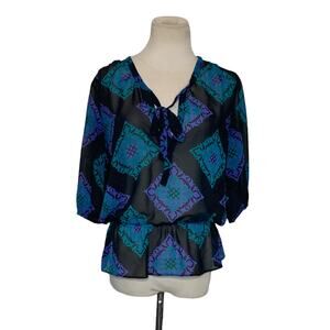 Mossimo sheer 3/4 sleeves peplum tunic blouse size XS